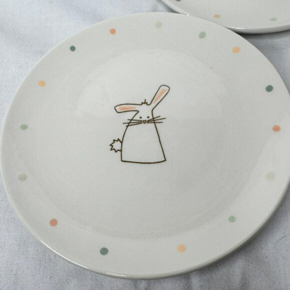 3 Tag Easter Ceramic Plates With Bunny Design & Polka Dot Accents 6.5" - Picture 4 of 9